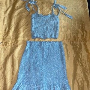 Abercrombie Blue Floral Smocked Matching Two-Piece Set Cami tank+Skirt